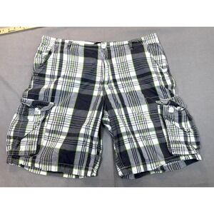 OP Ocean Pacific‎ Cargo Shorts Mens 40 Gray Green Plaid